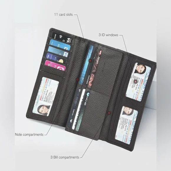 Like New Oak Leathers Brown RFID Blocking Trifold Wallet with  11 Slots - Picture 5 of 11